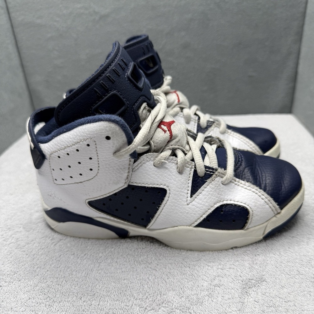 Air Jordan 6 Retro Olympic 2024 PS Kids 1Y White Navy Red DV3605-164 - Picture 2 of 8